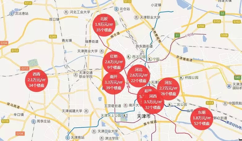星空体育app下载：天津房源地图 各区域在售楼盘及房价汇总！(图1)